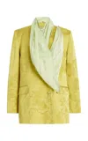 Rosie Assoulin Scarf Linen-blend Blazer In Yellow