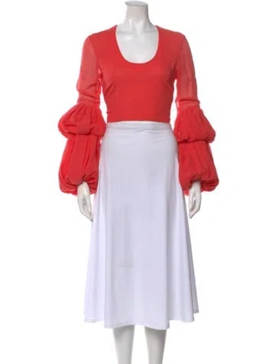 Pre-owned Rosie Assoulin Scoop Neck Long Sleeve Crop Top In Pink