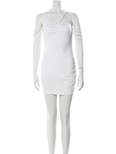 Pre-owned Rosie Assoulin Scoop Neck Mini Dress In White