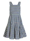 Rosie Assoulin Seersucker Checked Skater Dress In Blue