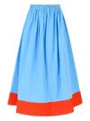 Rosie Assoulin Shirred Poplin Midi Skirt In Blue