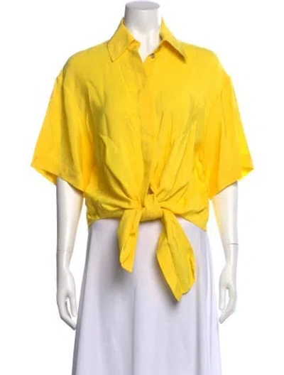 Pre-owned Rosie Assoulin Short Sleeve Button-up Top In Yellow