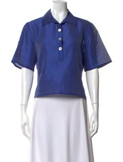 Pre-owned Rosie Assoulin Short Sleeve Top In Blue