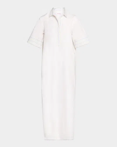 Rosie Assoulin Short-sleeve Cotton Poplin Maxi Caftan Dress In White
