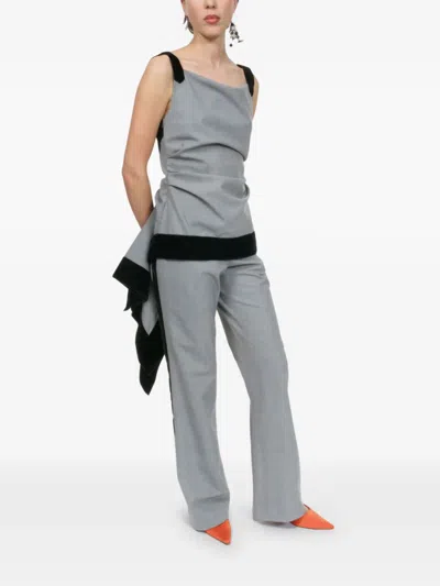 Rosie Assoulin Side Ponytail Wool Top In Gray