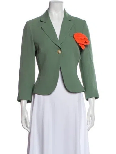 Pre-owned Rosie Assoulin Silk Blazer In Green
