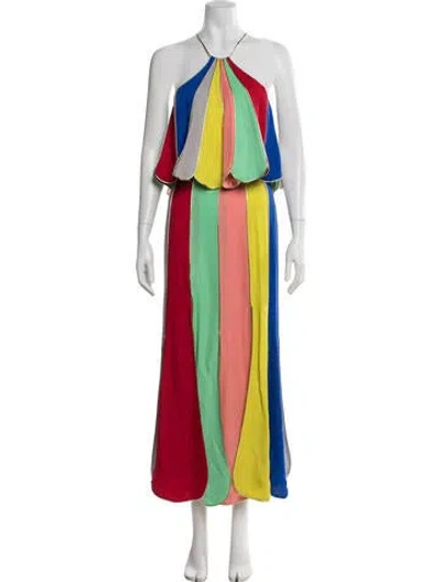 Pre-owned Rosie Assoulin Silk Colorblock Pattern Skirt Set W/ Tags In Silver