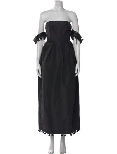 Pre-owned Rosie Assoulin Silk Long Dress In Black