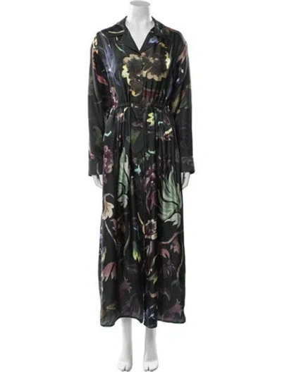 Pre-owned Rosie Assoulin Silk Long Dress In Green