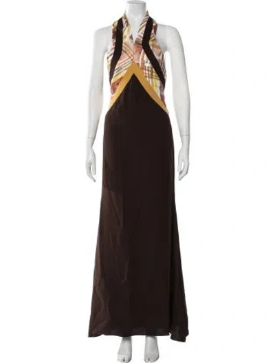 Pre-owned Rosie Assoulin Silk Long Dress W/ Tags In Brown
