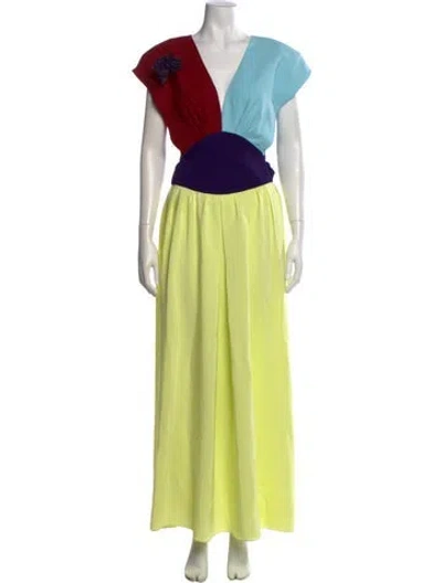 Pre-owned Rosie Assoulin Silk Long Dress In Yellow