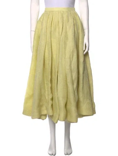 Pre-owned Rosie Assoulin Silk Long Skirt In Green/yellow