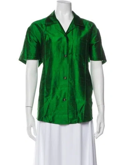 Pre-owned Rosie Assoulin Silk Long Sleeve Top W/ Tags In Green
