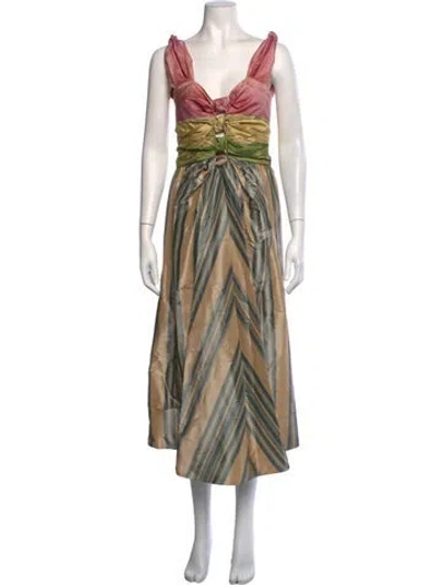 Pre-owned Rosie Assoulin Silk Midi Length Dress In Multicolor