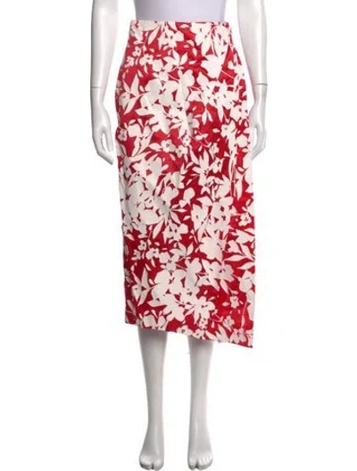 Pre-owned Rosie Assoulin Silk Midi Length Skirt In Red