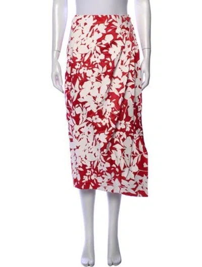 Pre-owned Rosie Assoulin Silk Midi Length Skirt In Red