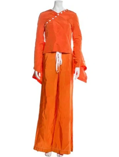 Pre-owned Rosie Assoulin Silk Pant Set In Orange