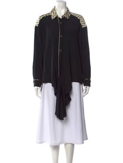 Pre-owned Rosie Assoulin Silk Patterned Top In Black/neutrals