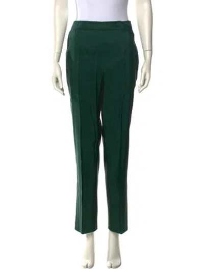 Pre-owned Rosie Assoulin Silk Straight Leg Pants In Green