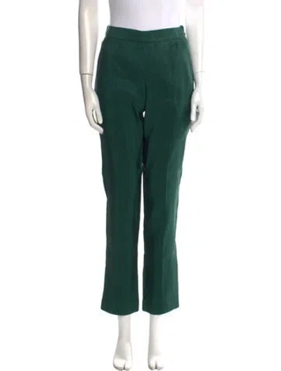 Pre-owned Rosie Assoulin Silk Straight Leg Pants In Green
