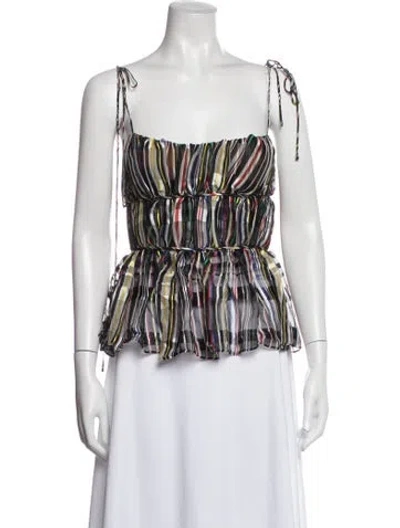 Pre-owned Rosie Assoulin Silk Striped Top In Orange