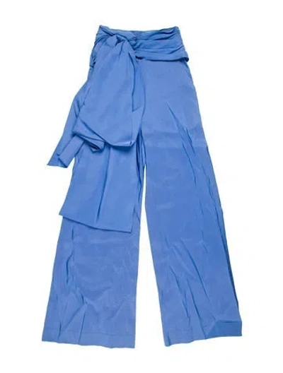 Pre-owned Rosie Assoulin Silk Wide Leg Pants In Blue