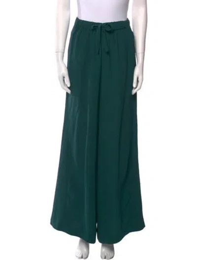 Pre-owned Rosie Assoulin Silk Wide Leg Pants In Green