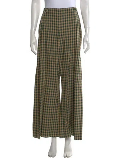 Pre-owned Rosie Assoulin Silk Wide Leg Pants In Green