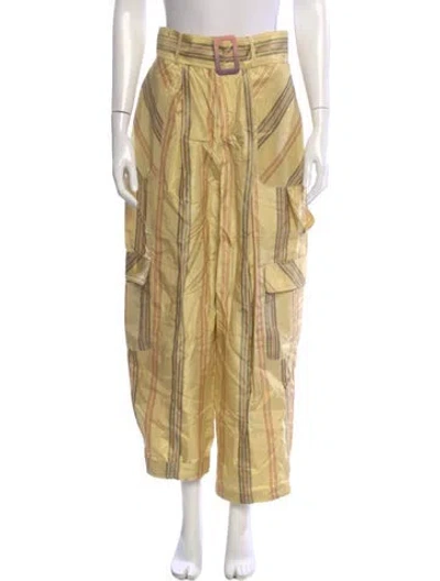 Pre-owned Rosie Assoulin Silk Wide Leg Pants In Multi