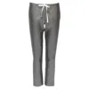 Rosie Assoulin Silver Iridescent Glitter Metallic Silk Tape Cropped Pants In Silver