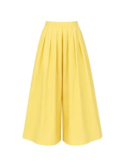 Rosie Assoulin Skant Pant Pleated Trousers In Yellow