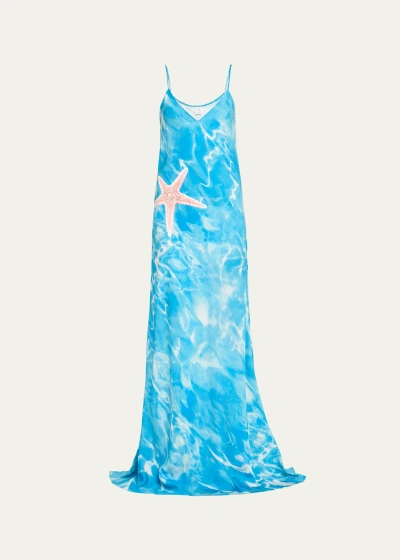 Rosie Assoulin Slippery When Wet Slip Dress In Turquoise
