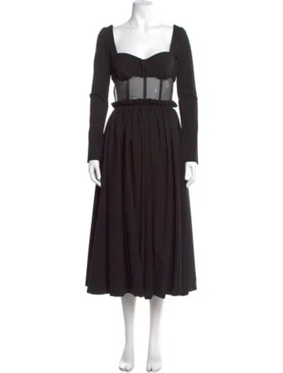 Pre-owned Rosie Assoulin Square Neckline Long Dress In Black