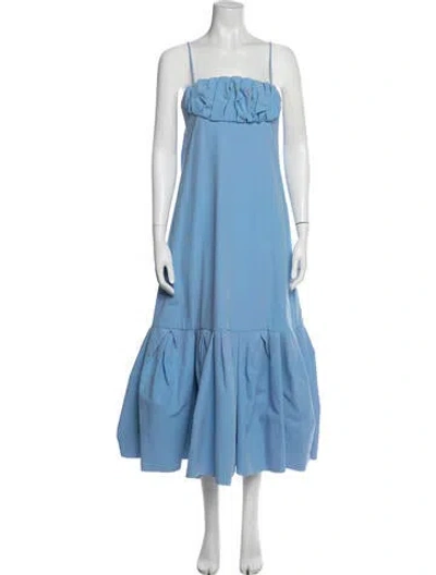 Pre-owned Rosie Assoulin Square Neckline Long Dress In Blue