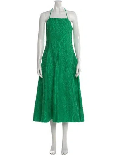 Pre-owned Rosie Assoulin Square Neckline Long Dress In Green