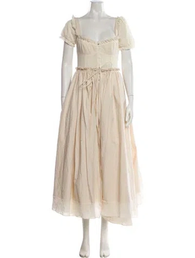 Pre-owned Rosie Assoulin Square Neckline Long Dress In Neutral