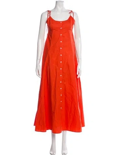 Pre-owned Rosie Assoulin Square Neckline Long Dress In Orange