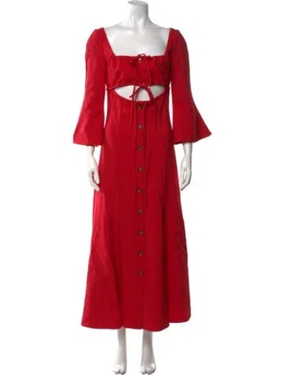 Pre-owned Rosie Assoulin Square Neckline Long Dress In Red
