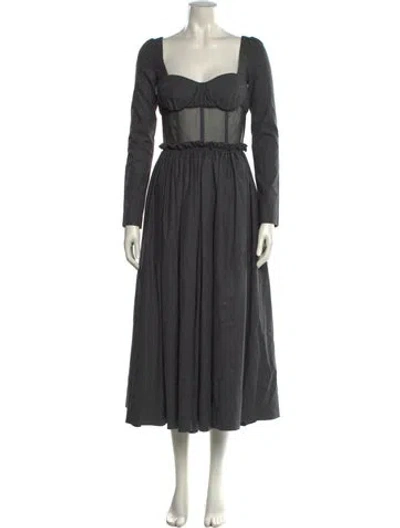 Pre-owned Rosie Assoulin Square Neckline Midi Length Dress In Gray