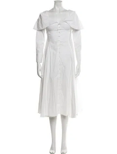 Pre-owned Rosie Assoulin Square Neckline Midi Length Dress In White