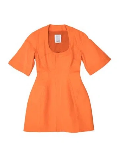 Pre-owned Rosie Assoulin Square Neckline Mini Dress In Orange