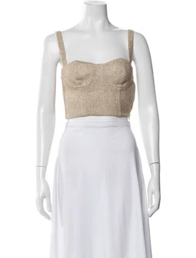 Pre-owned Rosie Assoulin Square Neckline Sleeveless Crop Top In Yellow