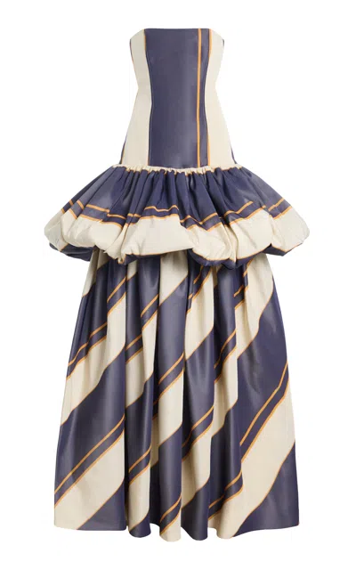 Rosie Assoulin Strapless Daffodil Silk Gown In Multi
