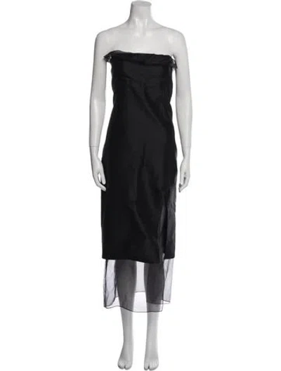 Pre-owned Rosie Assoulin Strapless Midi Length Dress In Black