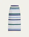 Rosie Assoulin Ribbon Grosgrain-trimmed Striped Herringbone Cotton-blend Midi Skirt