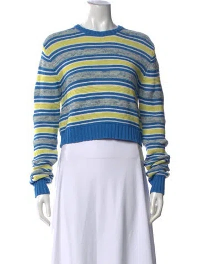 Pre-owned Rosie Assoulin Striped Crew Neck Sweater In Blue