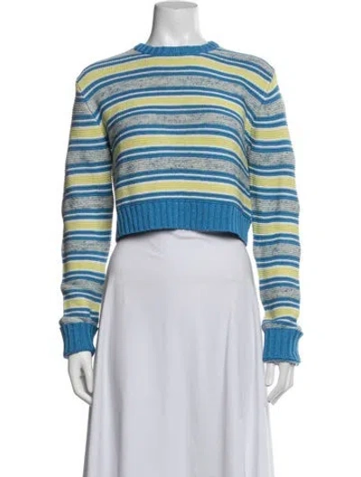 Pre-owned Rosie Assoulin Striped Crew Neck Sweater In Blue/white