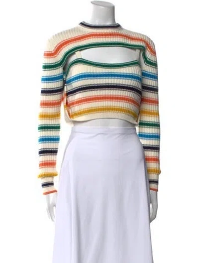 Pre-owned Rosie Assoulin Striped Crew Neck Sweater In Neutral