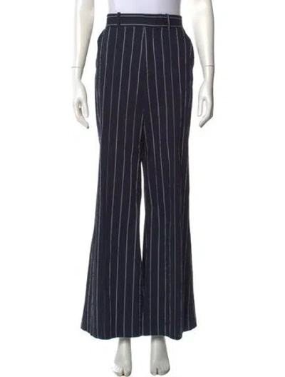 Pre-owned Rosie Assoulin Striped Flared Pants In Blue