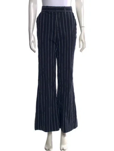 Pre-owned Rosie Assoulin Striped Flared Pants In Blue